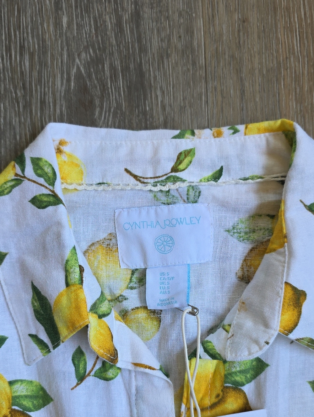 Cynthia Rowley White Midi Shirt Dress with Yellow Lemon Print - Picture 2 of 16